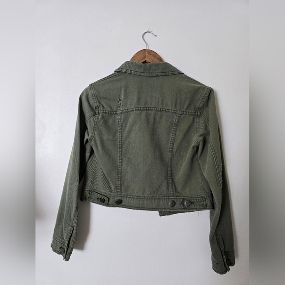 Free People Green Cropped Jacket Size 2 Small Womens - Picture 5 of 7